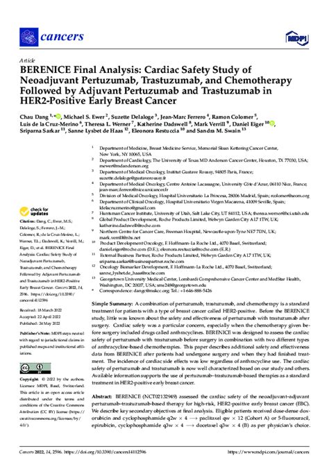 Pdf Berenice Final Analysis Cardiac Safety Study Of Neoadjuvant