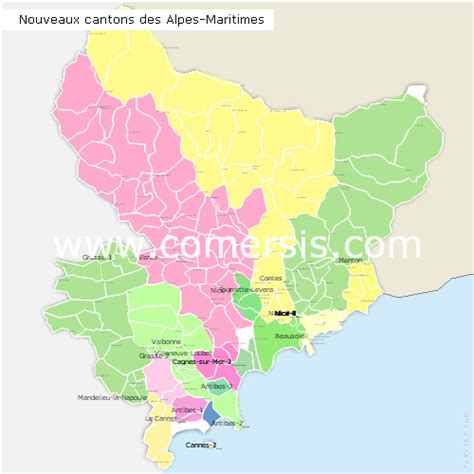 Alpes-Maritimes counties map with names ( France ) for Word and Excel.