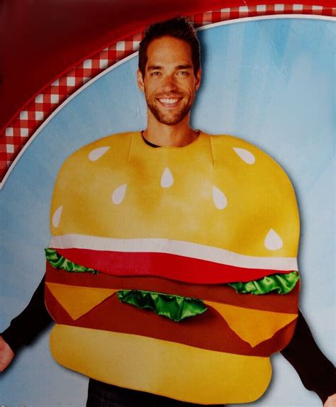 Mens Womens Adult Cheeseburger Halloween Costume Burger Slider Purim S L Xl New Ebay