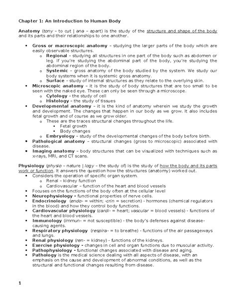 Chapter 1 Anaphy Chapter 1 An Introduction To Human Body Anatomy