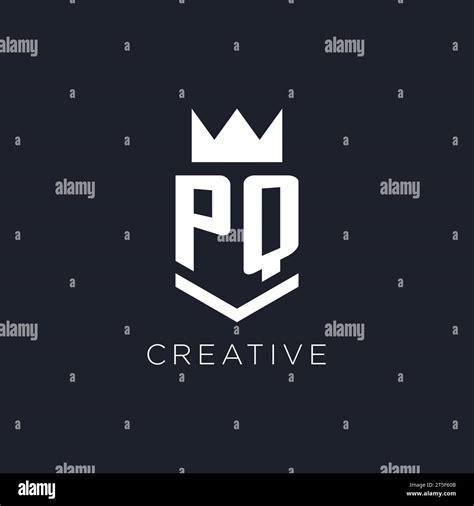 PQ Logo With Shield And Crown Initial Monogram Logo Design Ideas Stock