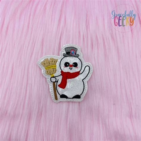 Kawaii Frosty Snowman Feltie Ith Embroidery Design 4x4 Hoop And Larger