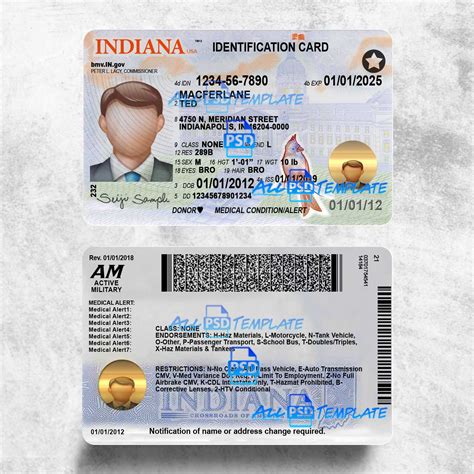 Indiana ID Card PSD Template - FAKE PSD TEMPLATES