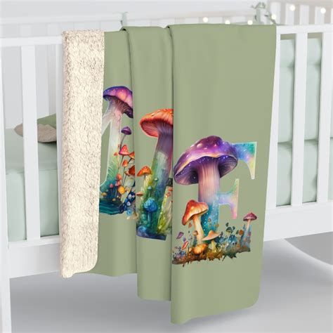 Personalized Mushroom Baby Blanket Cottagecore Mushroom Letters For Kid