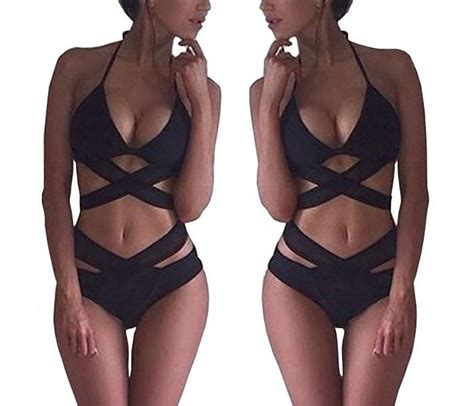 STRÓJ KĄPIELOWY DWUCZĘŚCIOWY SEXY KOSTIUM BIKINI WYSOKI STAN WIĄZANIE L Arena pl