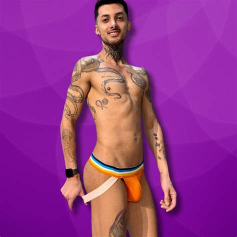 Jockstrap Laranja Line Azul Aslan Shop Lingerie Masculina Cuecas