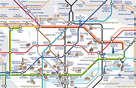 London Map Tube With Attractions Underground Throughout Places Of ...