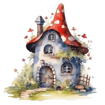 Watercolor Gnome House Watercolor Watercolor Gnome Watercolor House