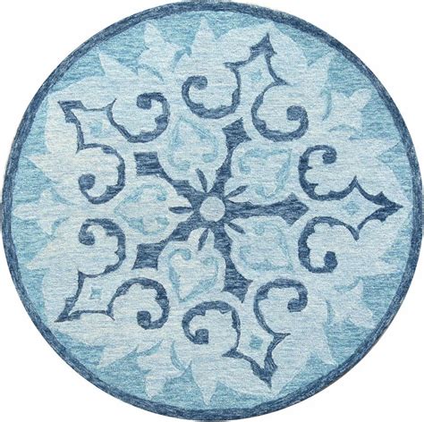 Blue Ma Lt Round Hand Tufted Wool Room Carpet For Floor Printed