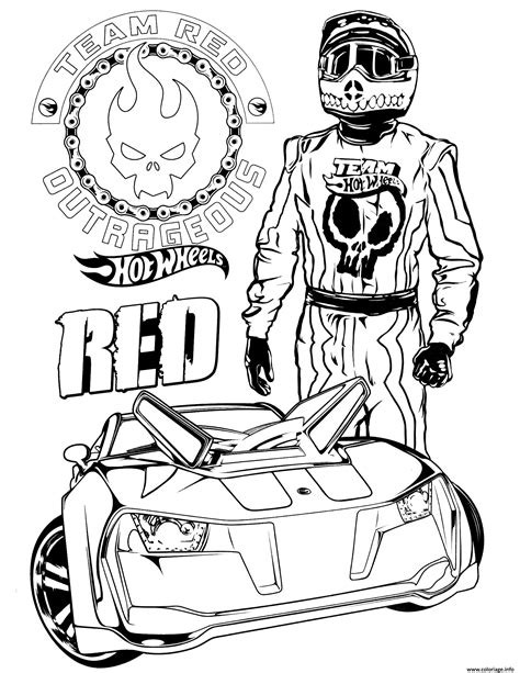 Coloriage Team Hot Wheels Red Voiture Rapide Jecolorie