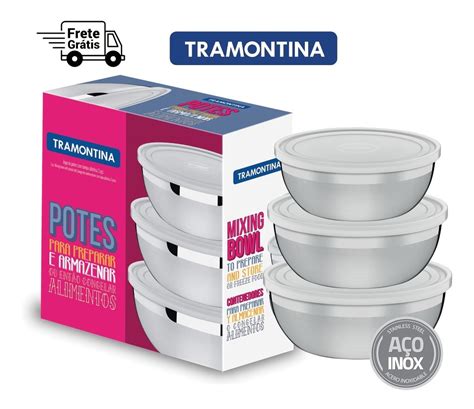 Jogo De Potes Bowls Tramontina Freezinox A O Inox C Pe As Frete Gr Tis