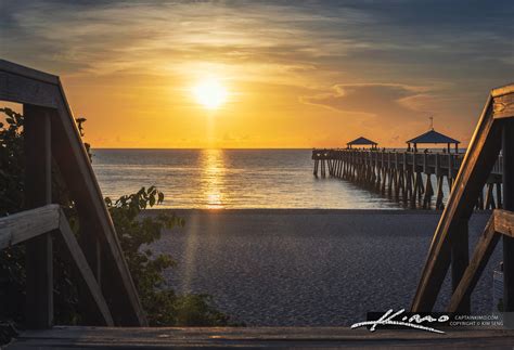 Ethereal Sunrise At Juno Beach Pier A Tranquil Coastal Journey Hdr