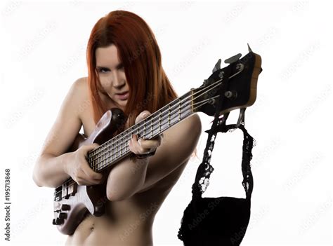 Sexy Nude Rock Woman Playing On Electric Guitar On A White Background Photos Adobe Stock
