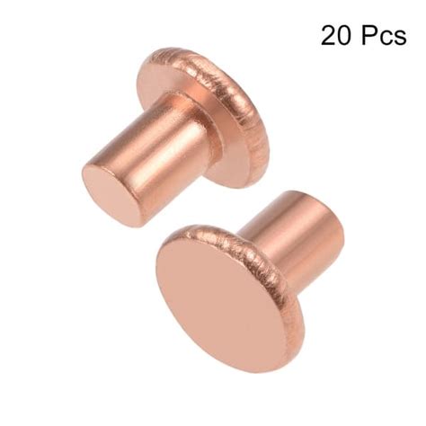 20 Pcs 1564 X 516 Flat Head Copper Solid Rivets Fasteners Copper