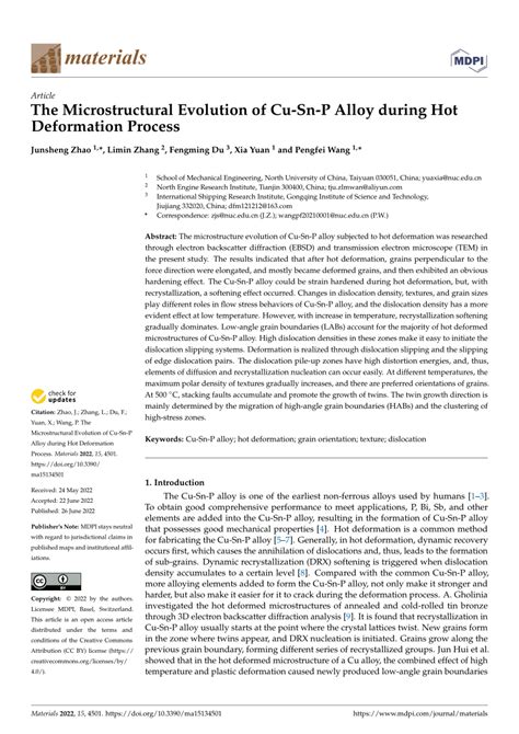 PDF The Microstructural Evolution Of Cu Sn P Alloy During Hot Deformation Process