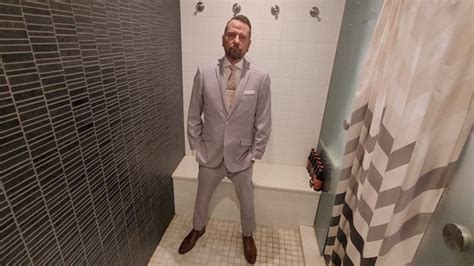 Soaking Down A Brand New Full Suit With Dark Suit Uniform Fetish Gay Clips Sale