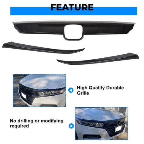 ABS Glossy Black Lip Front Grille Cover Moulding Trim For Honda Accord