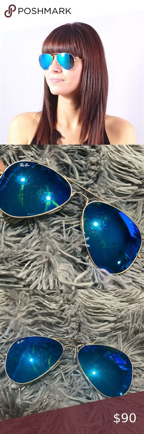 Ray Ban Rb Large Blue Mirror Aviator Sunglass In Mirrored