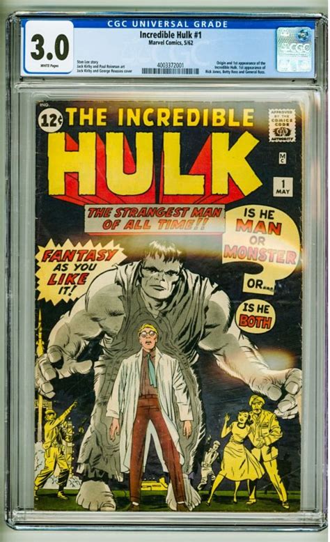 The Incredible Hulk 1 1962 1st Appearance Incredible Hulk CGC 3 0