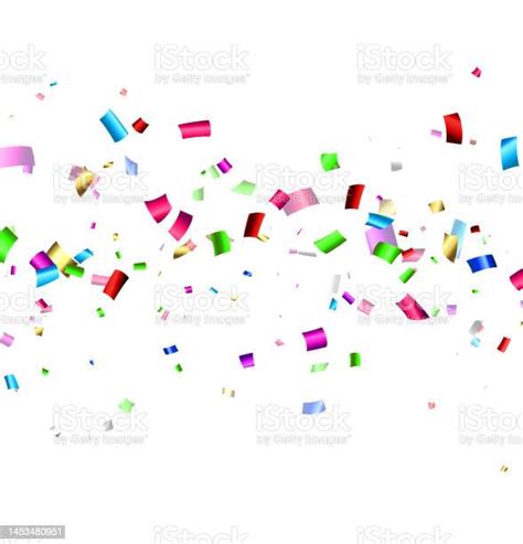 Falling Colorful Cut Out Ribbon Confetti Background Stock Illustration