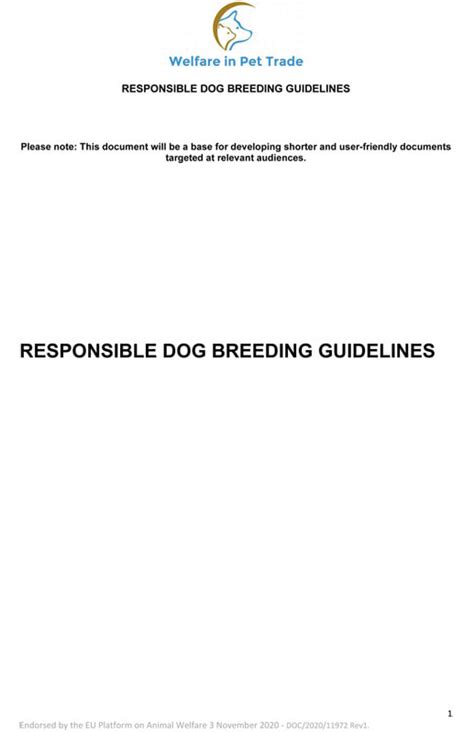 Responsible Dog Breeding Guidelines 2020 – Cavalier Matters