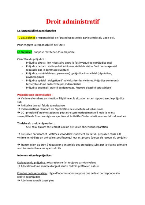 Fiche De R Vision Droit Administratif La Responsabilit