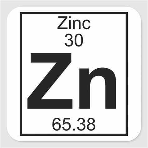 Element 030 Zn Zinc Full Square Sticker Zazzle Zinc Element