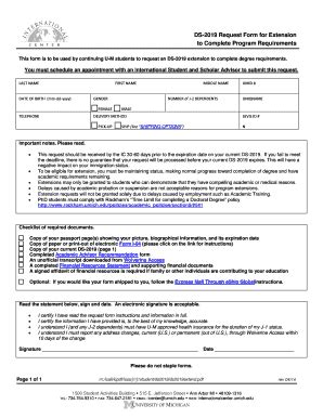 Fillable Online Internationalcenter Umich DS 2019 Request Form For