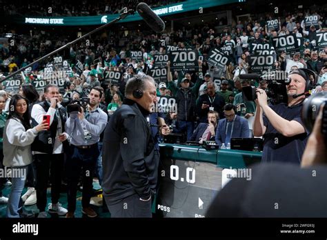 Michigan State Coach Tom Izzo Is Interviewed Following His 700th Career