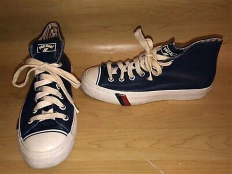 True Vintage 1970s Pro Keds Navy Blue Pvc High Top Usa Sz 75 Mens 95