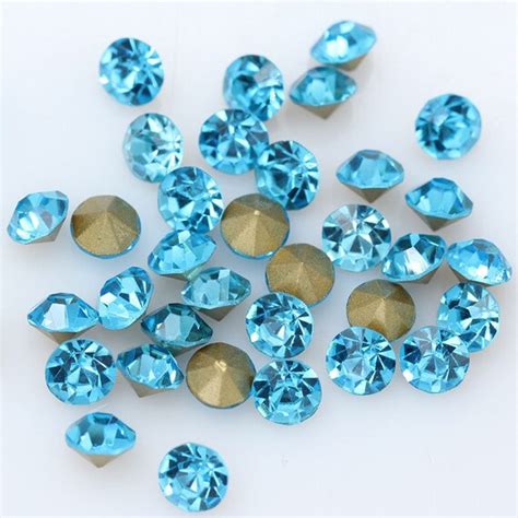 Aqua Marine Chatons Pointed Back Crystal Rhinestones Glass Etsy