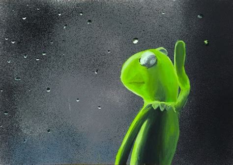 Kermit The Frog Sad Meme Poster Canvas Of Original Oil Painting Art