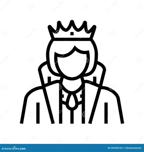 Queen Fairy Tale Line Icon Vector Illustration Stock Vector