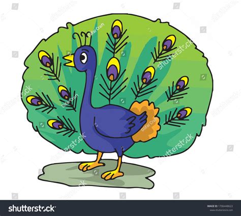 Dancing Peacock Bird Cute Cartoon Stock Illustration 1706448622 ...