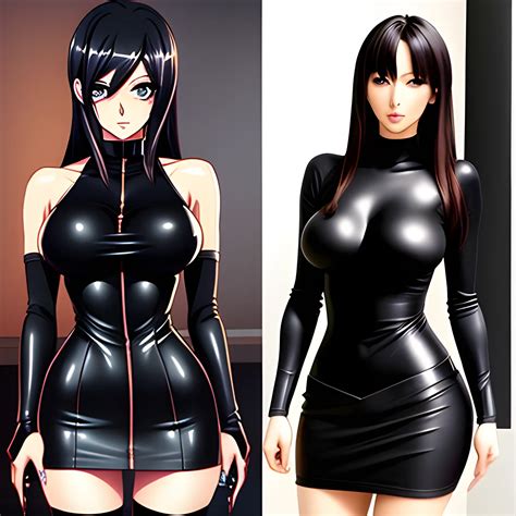 Anime Hot Sexy Girl Tight Black Miniskirt Photo Collage Arthub Ai