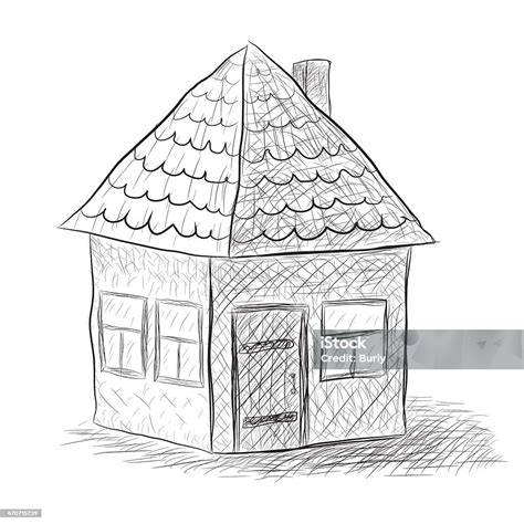 sketsa rumah ilustrasi stok  gambar  arsitektur