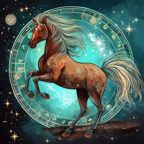 Colorful Zodiac Sign Horse Generative AI Stock Illustration ...