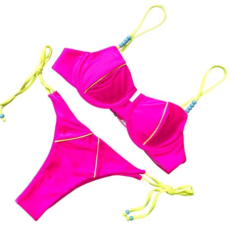 Ladaen Bikini Set Womens Bikini Set Two Piece Color Block Swimsuit Triangle Bikini Bathing Suit