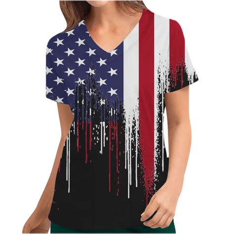 REORIAFEE 4th Of July Shirts Women Tops American Flag Shirt Patriotic