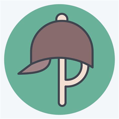 Icon Helmat Related To Equestrian Sport Symbol Color Mate Style