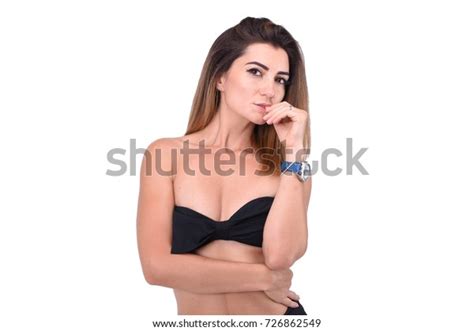 Nude Brunette Girl Dressed Black Lingerie Stock Photo Shutterstock