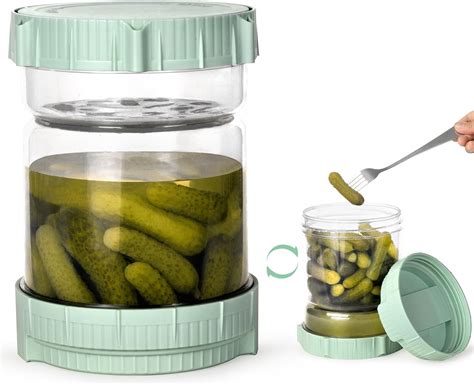 Pickle Jar With Strainer Flip 50 Oz Pickle Container With