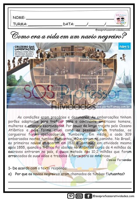 Atividade Tráfico Negreiro Um Negócio Lucrativo 4 Ano - Como era a vida em um navio negreiro? - SOS Professor Atividades - 3º ...