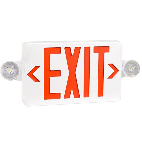 OSTEK Red LED Exit Sign with Emergency Lights?Two LED Adjustable Head ...