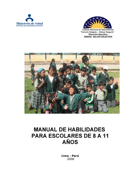 Manual DE Habilidades Sociales PARA Niños DE 8 A 11 AÑOS Instituto