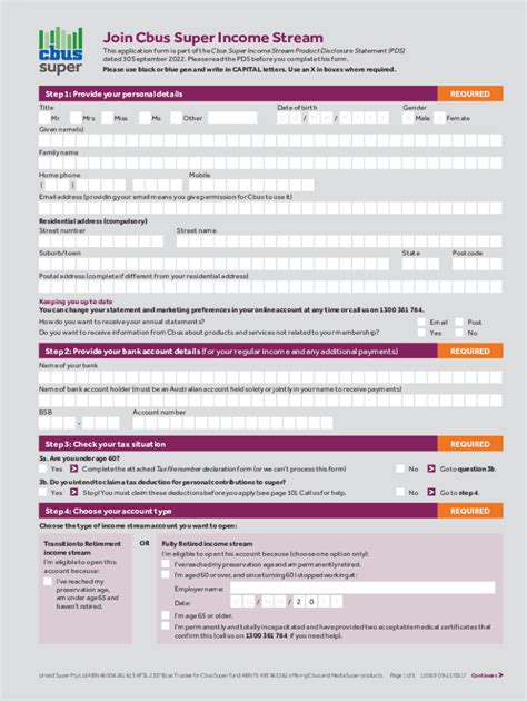 Fillable Online Superannuation Income Stream For Retirementcbus Super