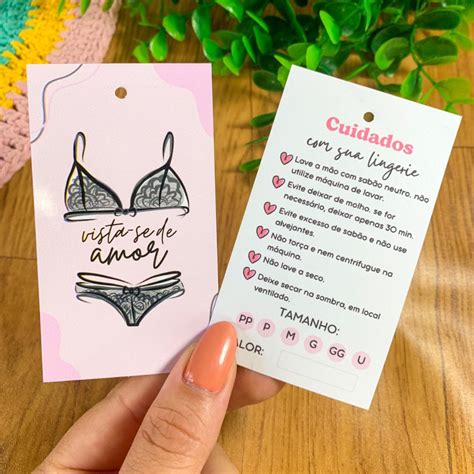 50 Etiquetas para Lingerie Tags para lingerie Cartão cuidados a peça Agradecimento ao