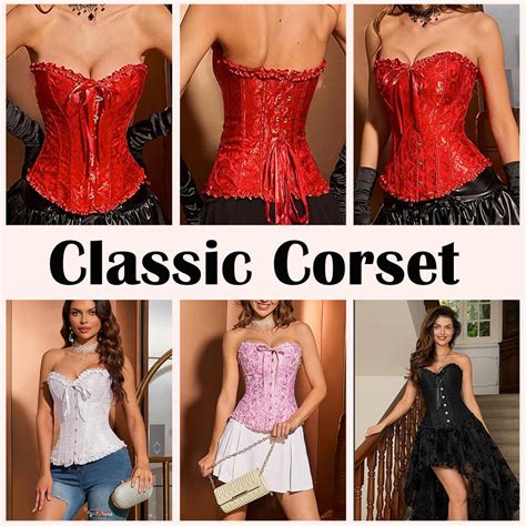 Women Lace Up Boned Bustier Corset Overbust Burlesque Top Lingerie Waist Cincher EBay