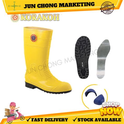 Korakoh Pvc Safety Boots With Steel Toe Cap Steel Mid Sole Yellow