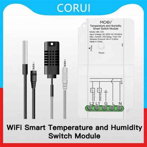 Tuya Wifi Smart Temperature Humidity Switch Module Sensor Dual Relay